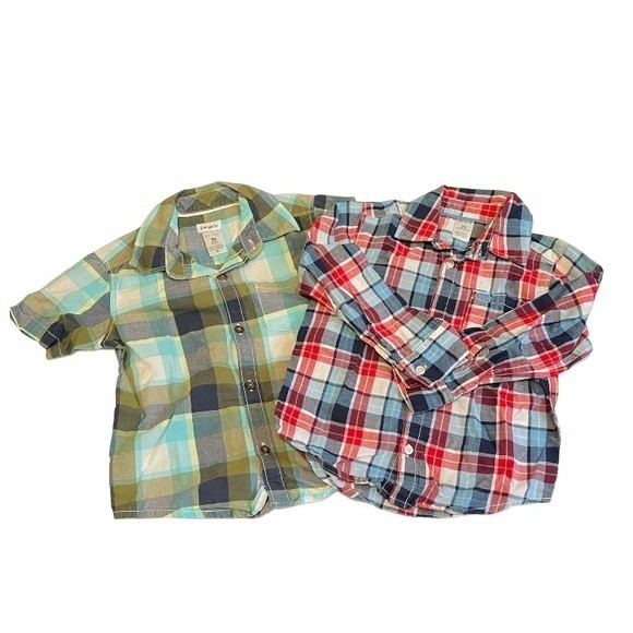 Carter’s kids button shirts size 3 T long sleeve, short sleeve - Picture 1 of 5